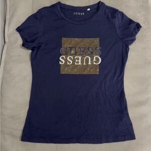 Guess Dark Blue Tee with Gold Accents